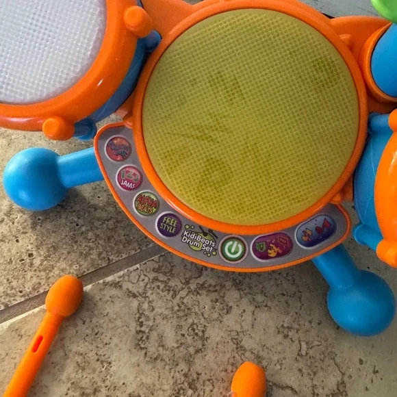 Kids Beat Colorful Kids Electronic Drum Set with Orange Green Accents Toddler - Picture 3 of 6